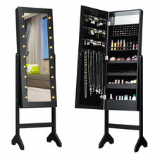 Load image into Gallery viewer, Gymax Full Length Mirror Jewelry Organizer Vanity Box w/ 18 LED Lights White
