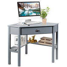 Load image into Gallery viewer, Gymax Corner Computer Desk Laptop Writing Table Workstation W/ Drawer &amp; Shelves Brown/White/Gray
