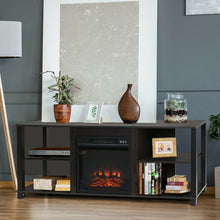 Load image into Gallery viewer, Gymax 2-Tier TV Stand &amp;Electric Fireplace Heater Storage Cabinet Console For 65&#39;&#39; TV
