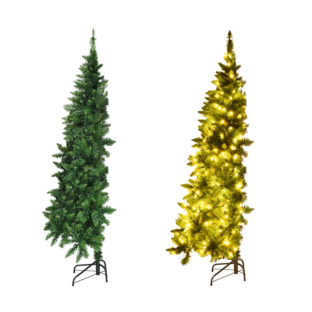 Gymax 5ft LED Pre-lit Half Christmas Tree PVC Artificial Tree w/ 8 Flash Modes 250 Lights