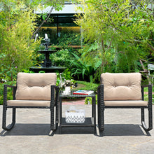 Load image into Gallery viewer, Gymax Set of 3 Rattan Rocking Chair Cushioned Sofa Unit Garden Patio Furniture
