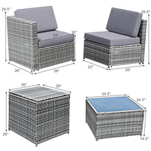 Load image into Gallery viewer, Gymax Set of 8 Gray Rattan Wicker Sofa &amp; Table Outdoor Cushioned Sectional Patio Furniture
