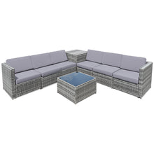 Load image into Gallery viewer, Gymax Set of 8 Gray Rattan Wicker Sofa &amp; Table Outdoor Cushioned Sectional Patio Furniture
