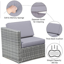 Load image into Gallery viewer, Gymax Set of 8 Gray Rattan Wicker Sofa &amp; Table Outdoor Cushioned Sectional Patio Furniture

