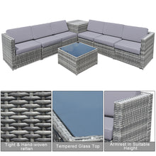 Load image into Gallery viewer, Gymax Set of 8 Gray Rattan Wicker Sofa &amp; Table Outdoor Cushioned Sectional Patio Furniture
