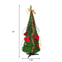 Load image into Gallery viewer, Gymax 4&#39; Christmas Spruce Pre-lit Poinsettia Tree Decorated Pop-Up Artificial Christmas Tree
