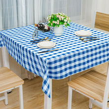 Load image into Gallery viewer, Gymax 10Pcs 52''x52'' Square Polyester Plaid Tablecloth Blue &amp; White Checker Dinner
