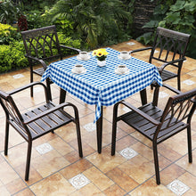 Load image into Gallery viewer, Gymax 10Pcs 52''x52'' Square Polyester Plaid Tablecloth Blue &amp; White Checker Dinner
