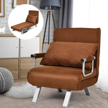Load image into Gallery viewer, Gymax Folding Sofa Chair Reclining Bed Convertible Lounger Brown Caesious Home
