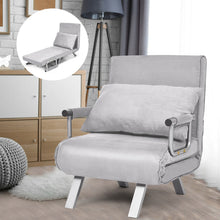 Load image into Gallery viewer, Gymax Folding Sofa Chair Reclining Bed Convertible Lounger Brown Caesious Home
