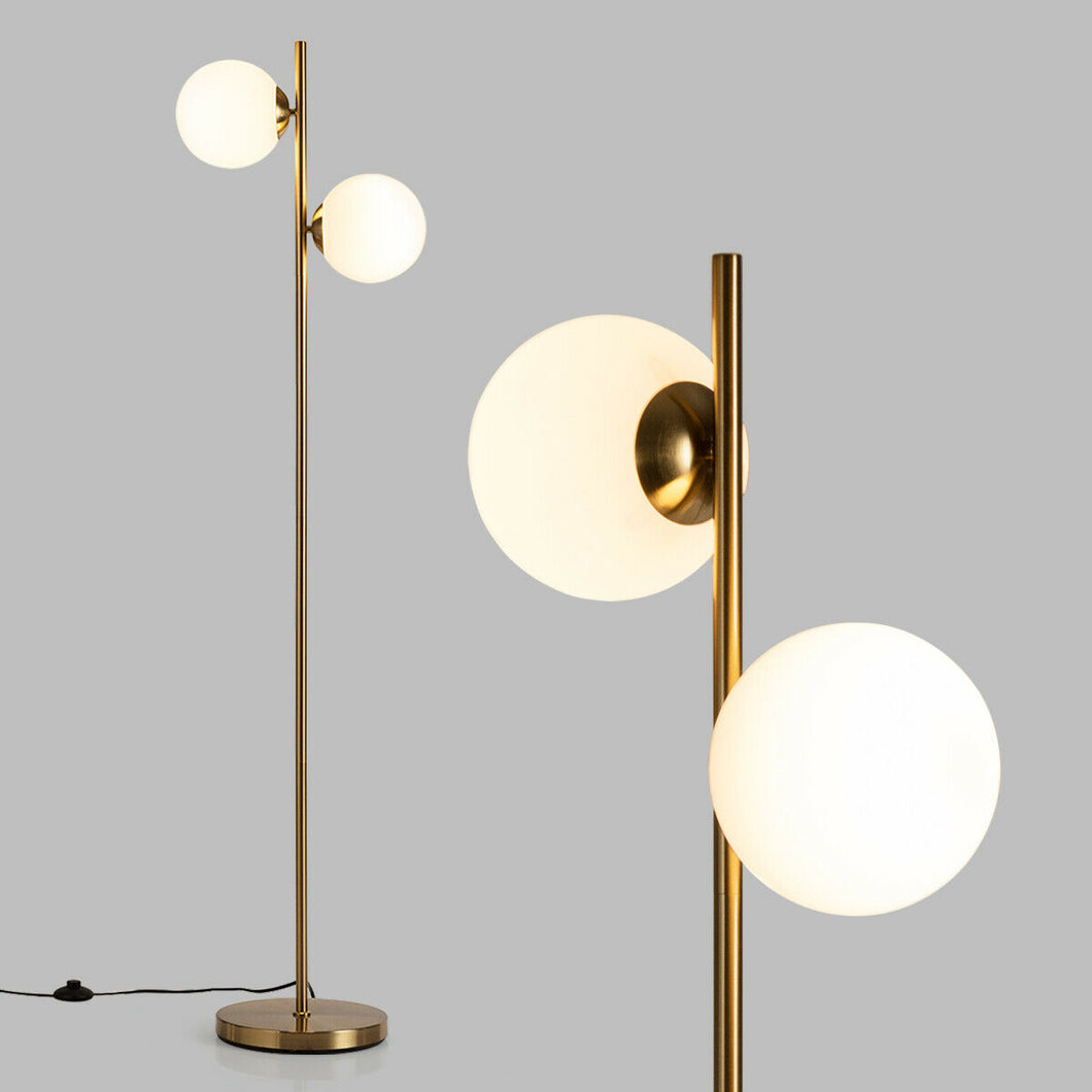Gymax 65'' Sphere LED Floor Lamp w/ 2 Bulbs & Foot Switch Home Office