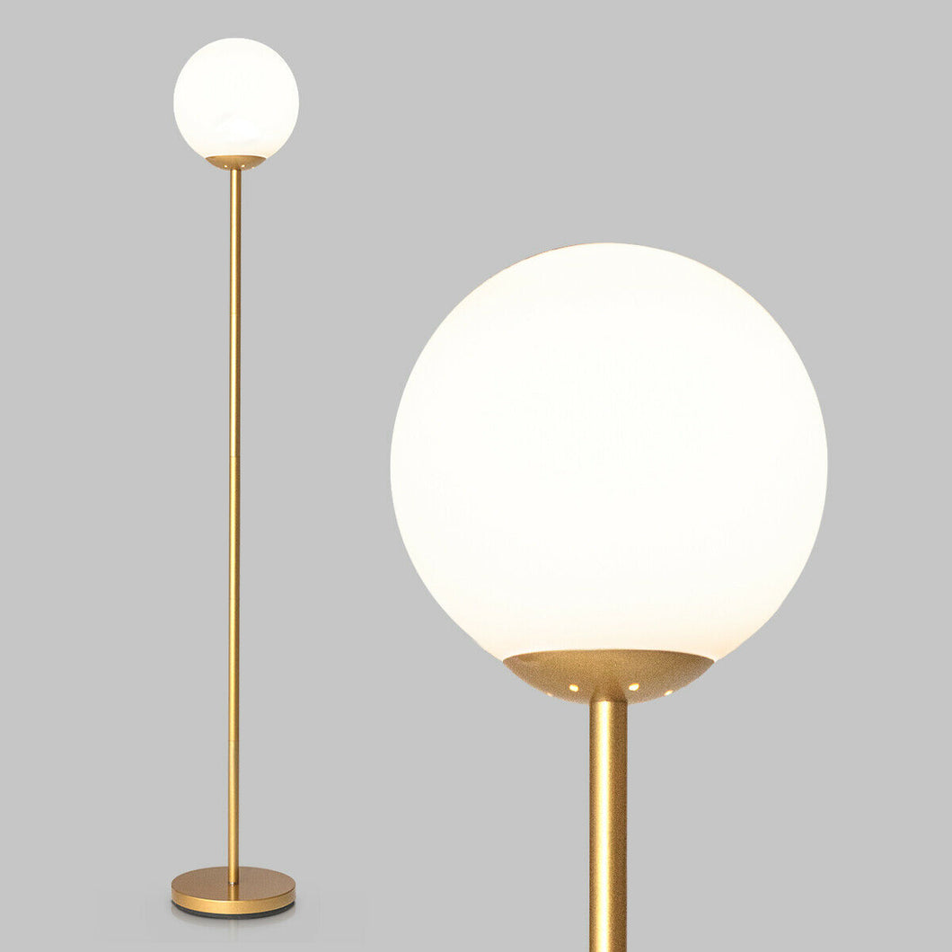 Gymax Glass Globe LED Floor Lamp w/ Acrylic Lampshade Bedroom Office