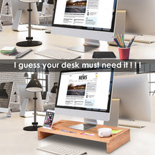 Load image into Gallery viewer, Gymax Bamboo Monitor Stand Riser Storage Organizer Laptop Desktop
