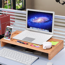 Load image into Gallery viewer, Gymax Bamboo Monitor Stand Riser Storage Organizer Laptop Desktop

