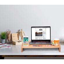 Load image into Gallery viewer, Gymax Bamboo Monitor Stand Riser Storage Organizer Laptop Desktop

