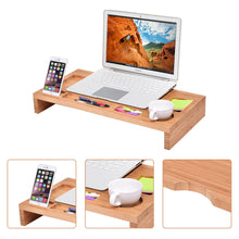 Load image into Gallery viewer, Gymax Bamboo Monitor Stand Riser Storage Organizer Laptop Desktop
