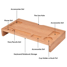 Load image into Gallery viewer, Gymax Bamboo Monitor Stand Riser Storage Organizer Laptop Desktop
