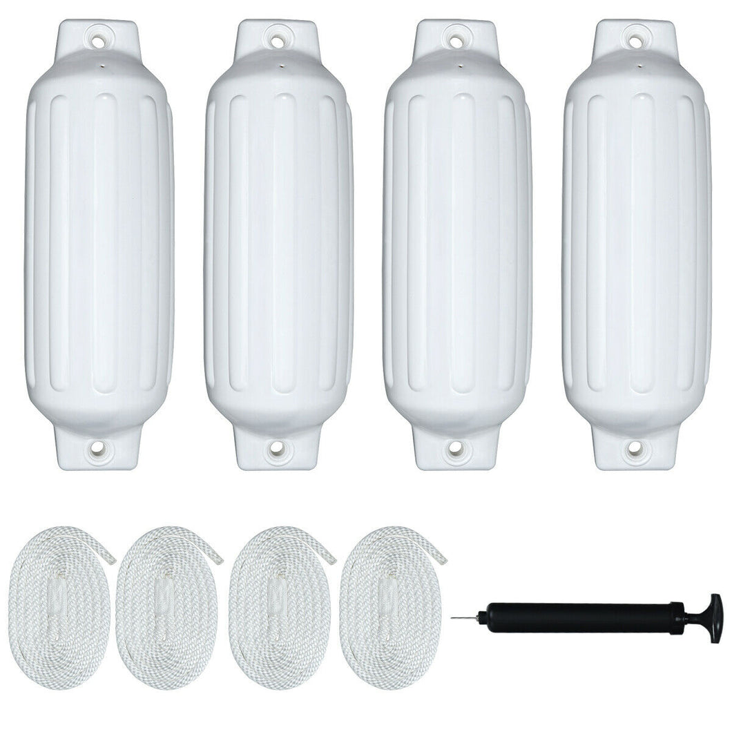 Gymax Pack of 4 27'' Boat Fenders Marine Bumper Hand Inflatable White