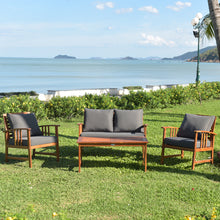 Load image into Gallery viewer, Gymax 4pcs Wooden Patio Furniture Set Table &amp; Sectional Sofa Garden
