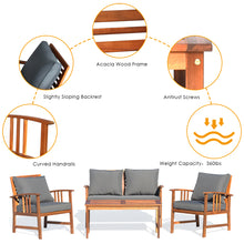 Load image into Gallery viewer, Gymax 4pcs Wooden Patio Furniture Set Table &amp; Sectional Sofa Garden

