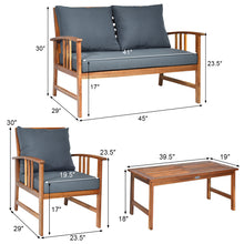 Load image into Gallery viewer, Gymax 4pcs Wooden Patio Furniture Set Table &amp; Sectional Sofa Garden
