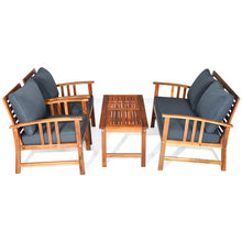 Load image into Gallery viewer, Gymax 4pcs Wooden Patio Furniture Set Table &amp; Sectional Sofa Garden
