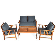 Load image into Gallery viewer, Gymax 4pcs Wooden Patio Furniture Set Table &amp; Sectional Sofa Garden
