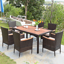Load image into Gallery viewer, Gymax 7pcs Patio Rattan Dining Set 6 Stackable Cushioned Chairs Patio
