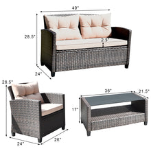 Load image into Gallery viewer, Gymax 4pcs Outdoor Rattan Furniture Set Cushioned Sofa w/Armrest Home
