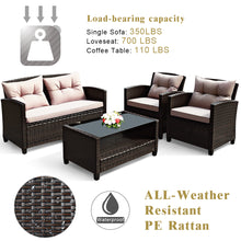 Load image into Gallery viewer, Gymax 4pcs Outdoor Rattan Furniture Set Cushioned Sofa w/Armrest Home
