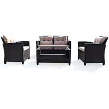 Load image into Gallery viewer, Gymax 4pcs Outdoor Rattan Furniture Set Cushioned Sofa w/Armrest Home
