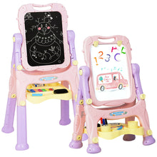 Load image into Gallery viewer, Gymax Height Adjustable Kids Easel Double Sided Art Easel Purple Home
