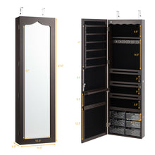 Load image into Gallery viewer, Gymax Wall Door Mounted Jewelry Cabinet Organizer LED Mirror Brown
