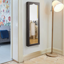 Load image into Gallery viewer, Gymax Wall Door Mounted Jewelry Cabinet Organizer LED Mirror Brown
