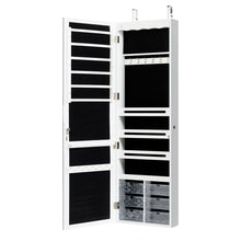 Load image into Gallery viewer, Gymax Wall Door Mounted Jewelry Cabinet Organizer LED Mirror White
