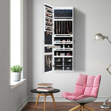 Load image into Gallery viewer, Gymax Wall Door Mounted Jewelry Cabinet Organizer LED Mirror White
