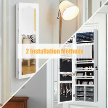 Load image into Gallery viewer, Gymax Wall Door Mounted Jewelry Cabinet Organizer LED Mirror White
