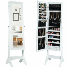Load image into Gallery viewer, Gymax LED Mirrored Jewelry Cabinet Armoire Organizer Brown/White Home

