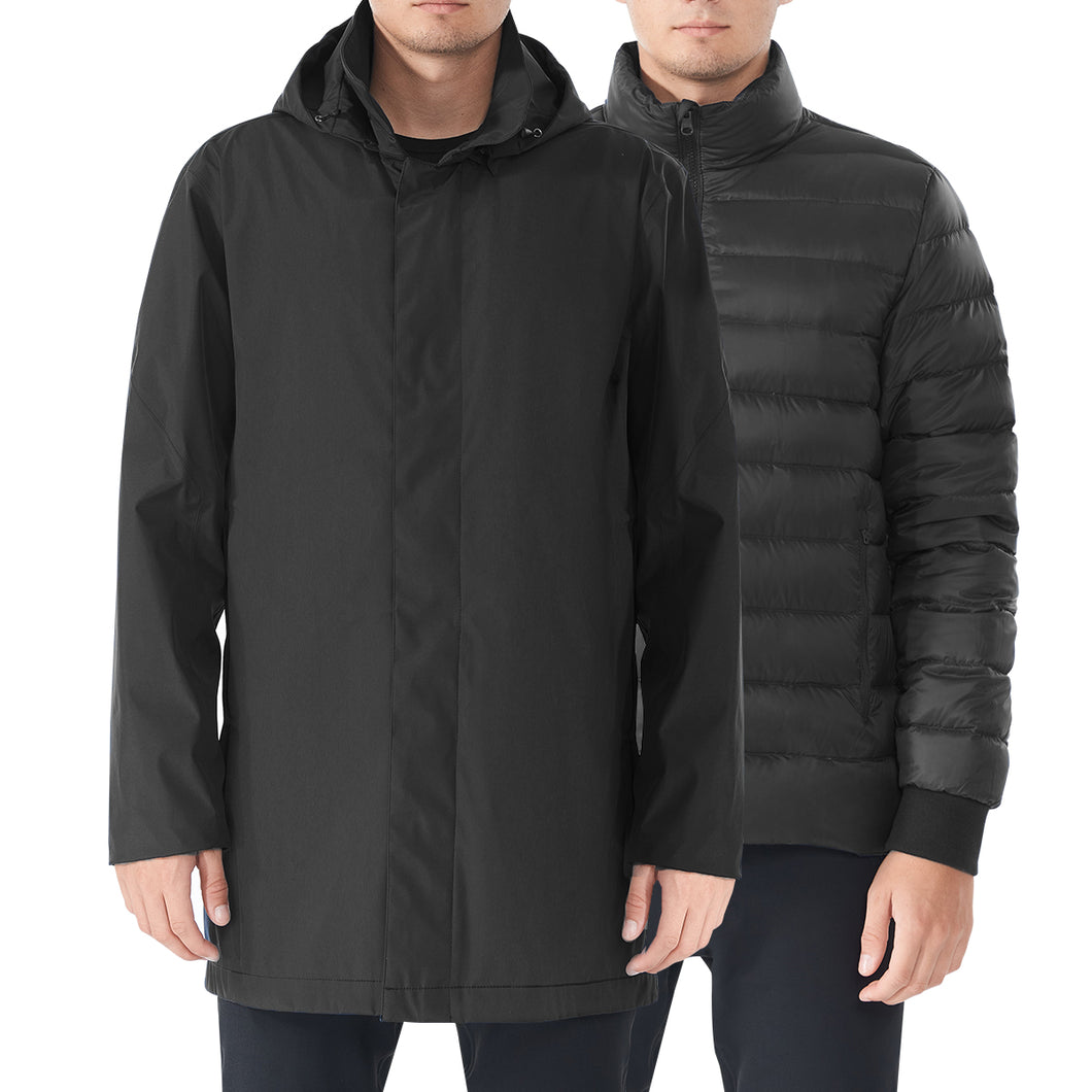 Gymax Men's Interchange 3 in 1 Ski Jacket Snow Coat Black/Grey/Navy