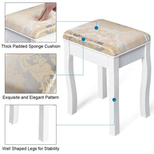 Load image into Gallery viewer, Gymax Makeup Dressing Table Stool Set w/ Drawers Mirror Vanity Set White
