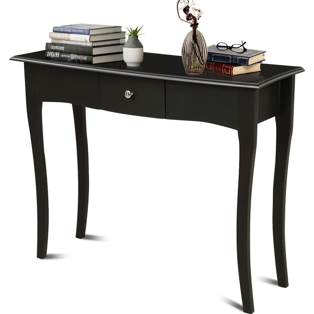 Gymax Wooden Console Table Hallway Entryway Side Sofa Accent Storage Drawer Black