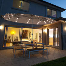 Load image into Gallery viewer, Gymax 15Ft Solar LED Patio Outdoor Double-Sided Umbrella w/ 36 Lights Crank
