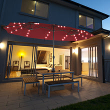 Load image into Gallery viewer, Gymax 15Ft Solar LED Patio Outdoor Double-Sided Umbrella w/ 36 Lights Crank
