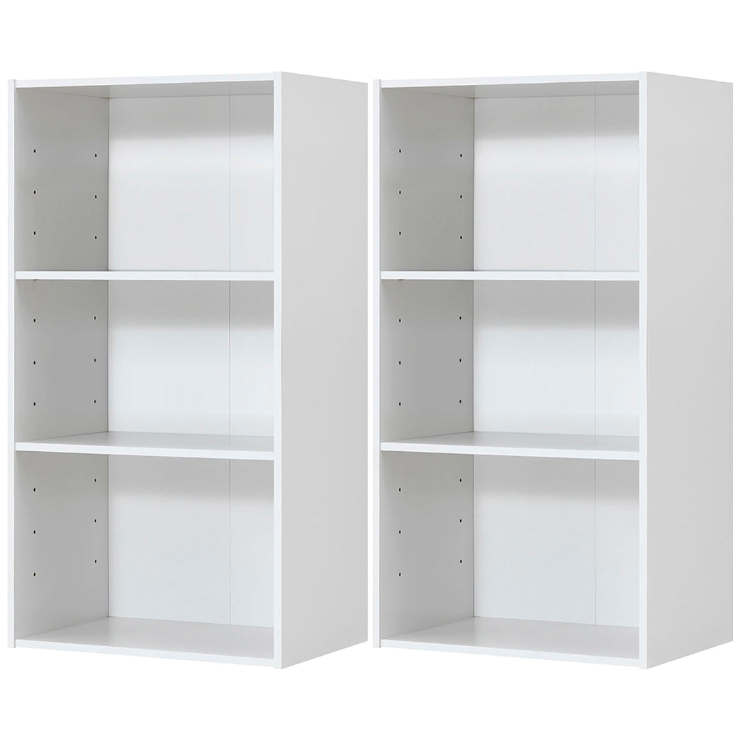 Gymax 2 PCS 3 Tier Open Shelf Bookcase Multi-functional Storage Display Cabinet White
