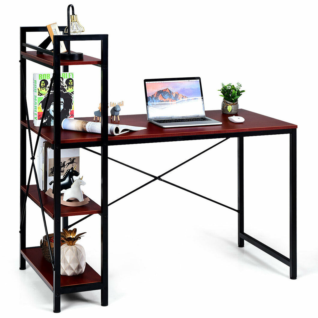 Gymax 47.5'' Computer Desk Writing Desk Study Table Workstation With 4-Tier Shelves