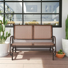 Load image into Gallery viewer, Gymax 48&#39;&#39; Outdoor Patio Swing Glider Bench Chair Loveseat Rocker Lounge Backyard Brown
