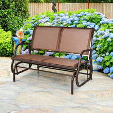 Load image into Gallery viewer, Gymax 48&#39;&#39; Outdoor Patio Swing Glider Bench Chair Loveseat Rocker Lounge Backyard Brown
