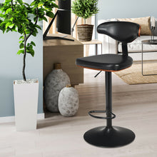 Load image into Gallery viewer, Gymax Walnut Bentwood Barstool Height Adjustable Upholstered Swivel Stool Curved Back
