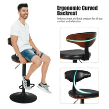 Load image into Gallery viewer, Gymax Walnut Bentwood Barstool Height Adjustable Upholstered Swivel Stool Curved Back
