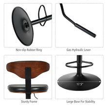 Load image into Gallery viewer, Gymax Walnut Bentwood Barstool Height Adjustable Upholstered Swivel Stool Curved Back

